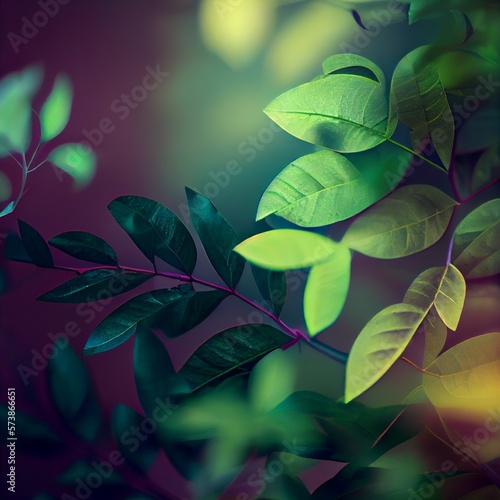 blurry green leaves background