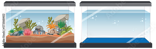 Aquarium tank with fishes and decorations