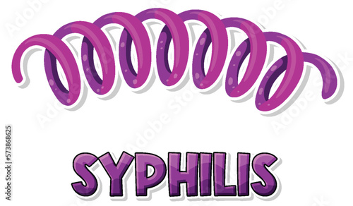 Quadro su tela Treponema pallidum syphilis bacteria on white background