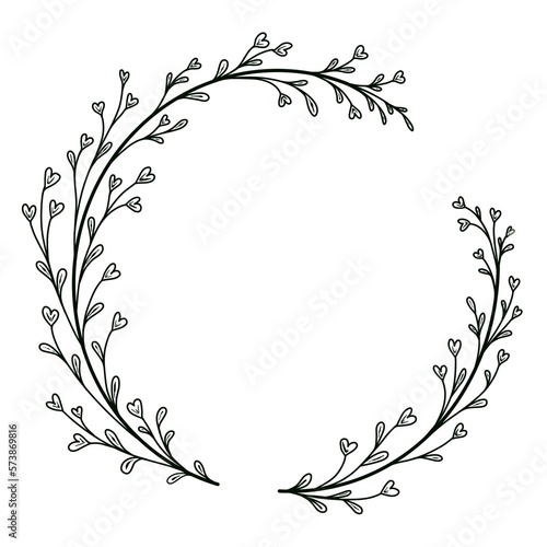 Floral wreath with leaves and branches. Decorative elements for wedding design  rustic styles.