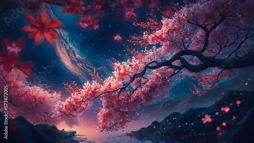 桜が舞い散る天の川 © Masato Photography