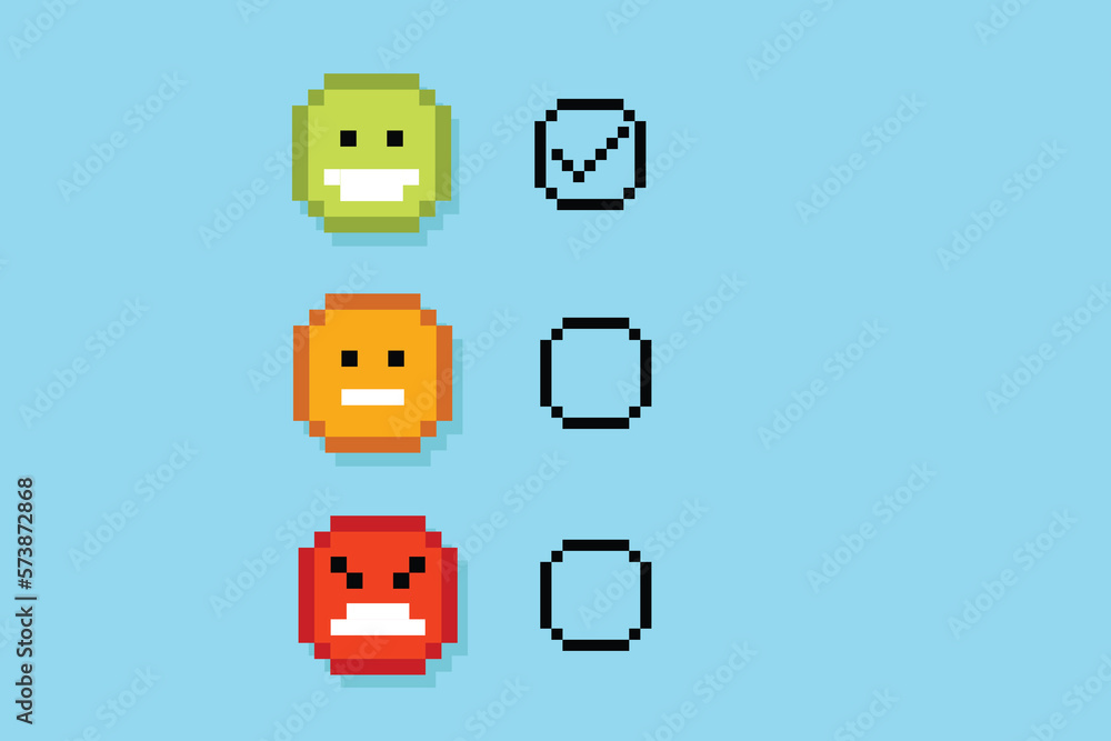 select happy on satisfaction evaluation.8-bit Pixel art.