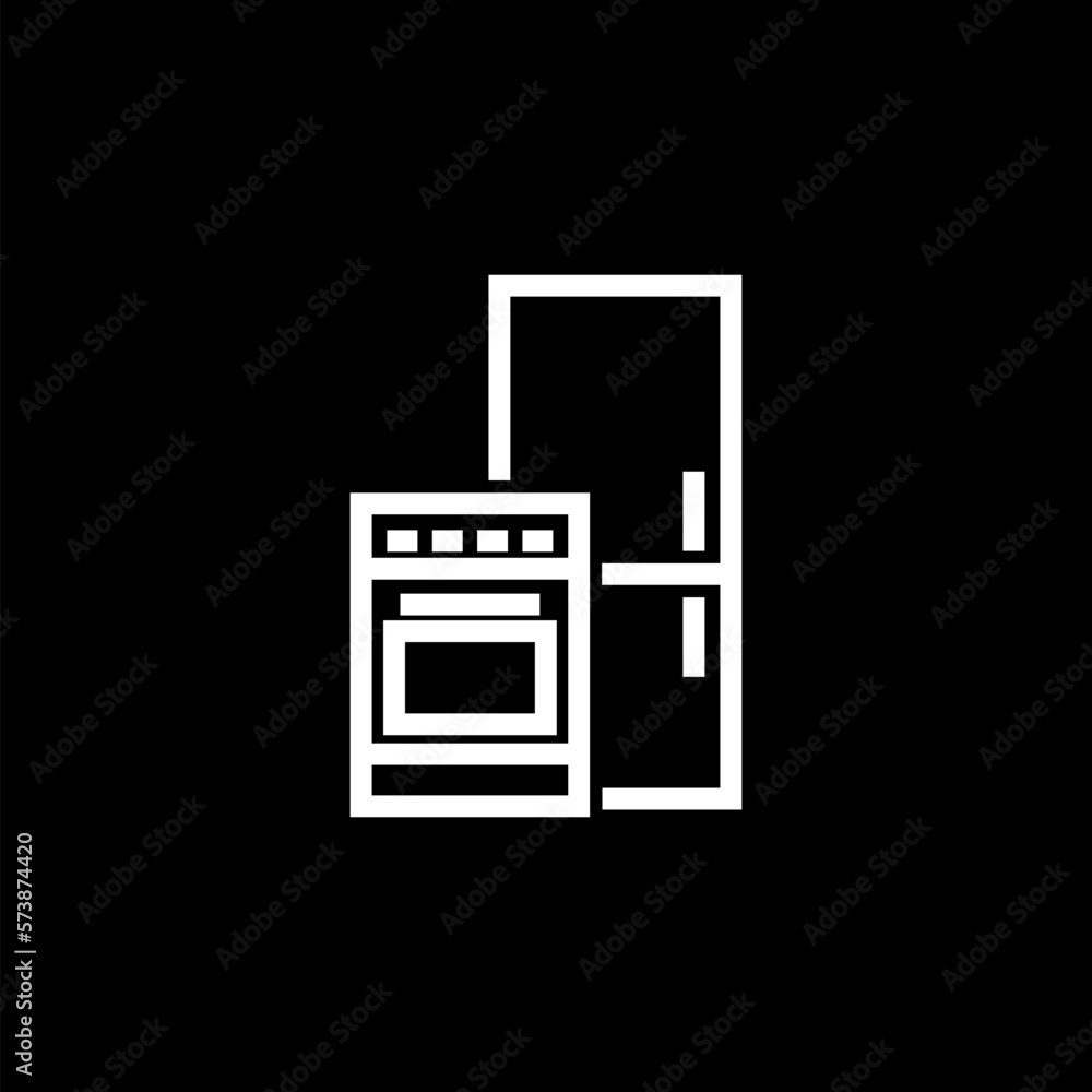 Kitchen appliance line icon isolated on black background. Kitchen appliance line icon isolated on black background.