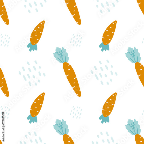 Vector seamless pattern with carrot. Easter themed background in flat style