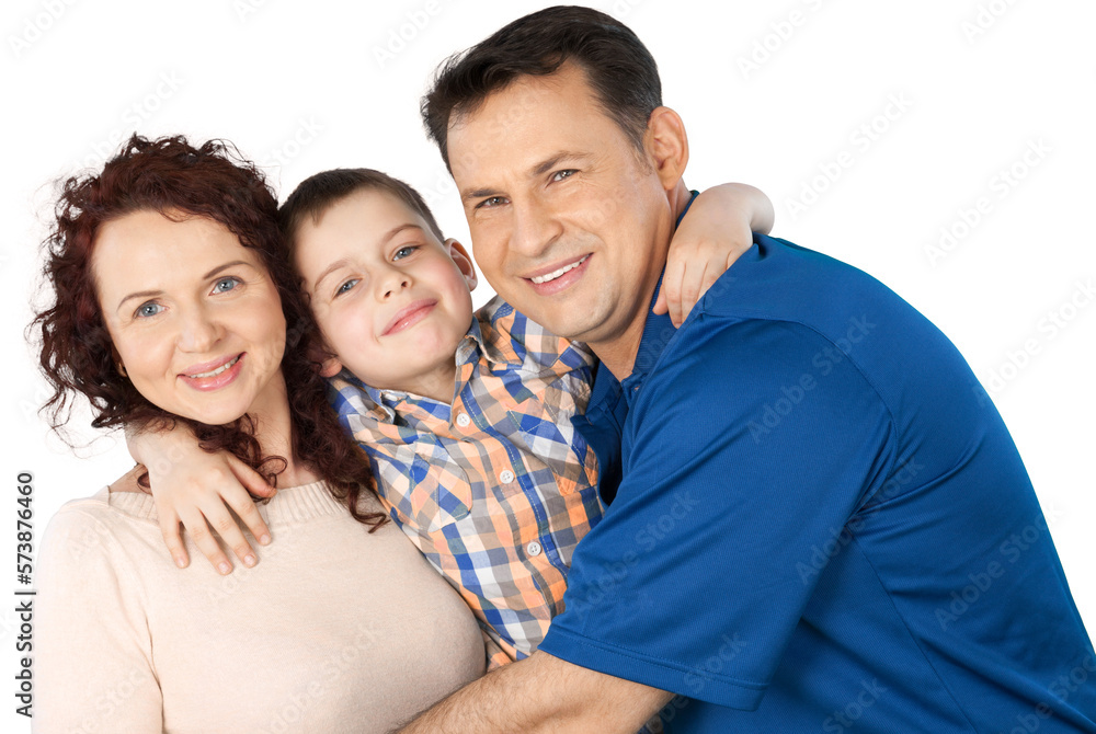 Portrait of Happy Family with Son, Isolated on Transparent Background Portrait of Happy Family with Son, Isolated on Transparent Background