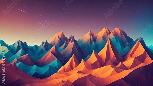 Landscape of mountains and sky, generative AI © progressman