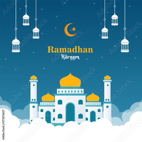Vector Ramadan Instagram posts with mosque design