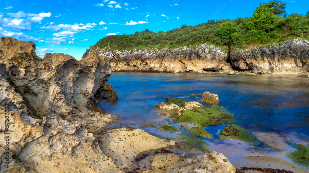 Beach of Buelna, Coastline and Cliffs, Cantabrian Sea, Buelna, Llanes, Asturias, Spain, Europe