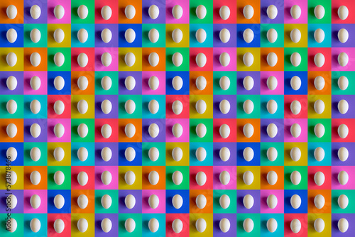 Multi Colored pop art eggs. Seamless pattern.  Background horizontal for postcard, banner. Concept Easter