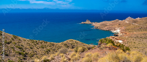 Morrón de Punta Baja, Ligthouse of Cabo de Gata, Cabo de Gata-Níjar Natural Park, UNESCO Biosphere Reserve, Hot Desert Climate Region, Almería, Andalucía, Spain, Europe