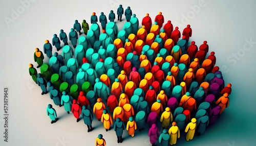 A group of people standing in a circle together in a group with one person standing out from the crowd triadic color scheme a digital rendering unilalianism photo