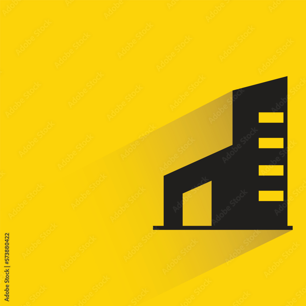 office building with shadow on yellow background office building with shadow on yellow background