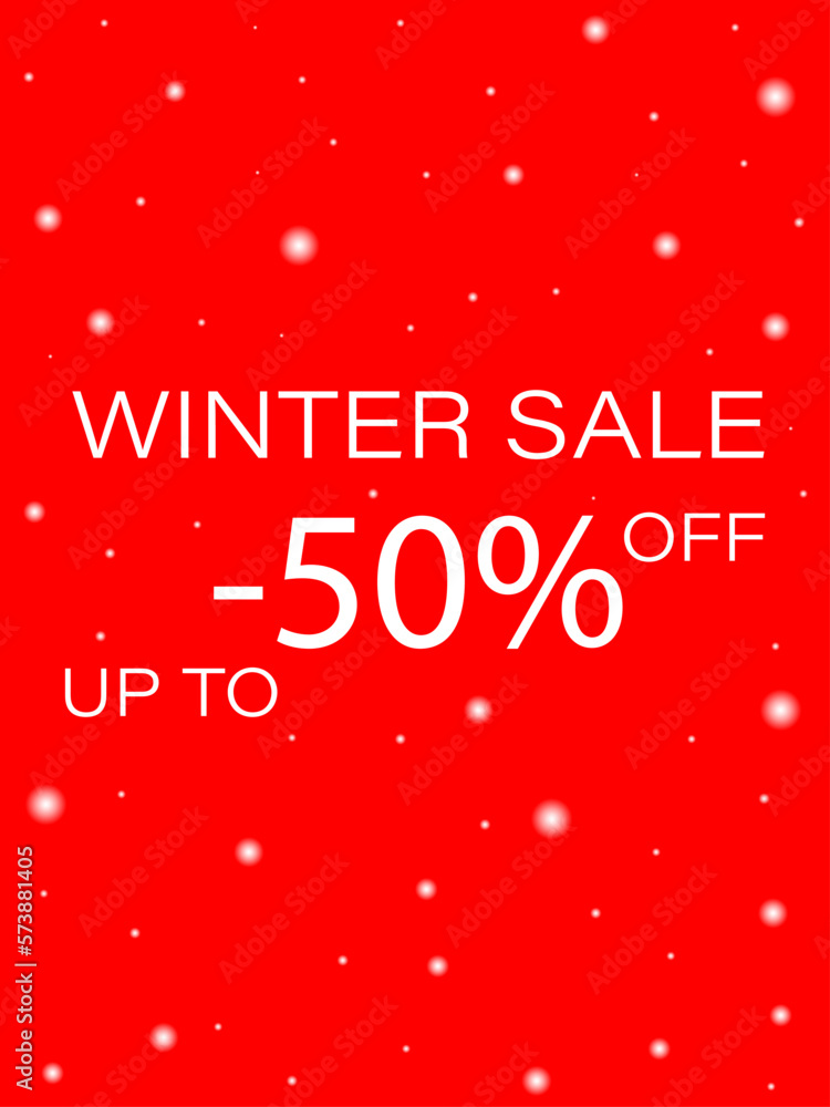 Vector illustration. Winter sale banner. Red background with snowflakes and the inscription Vector illustration. Winter sale banner. Red background with snowflakes and the inscription