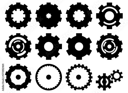 Gears set with modern style isolated on white background