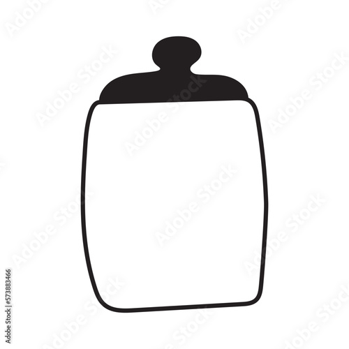 Big ceramic Jars for bulk and liquid products with ceramic cover. glass jar. storage container isolated on white background. doodle. clipart. vector illustration