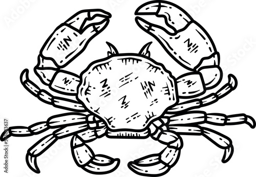 Summer Crab Line Art Coloring Page for Adult