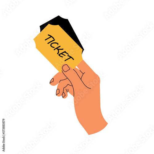 Vector illustration human hand holding tickets isolated on a white background.