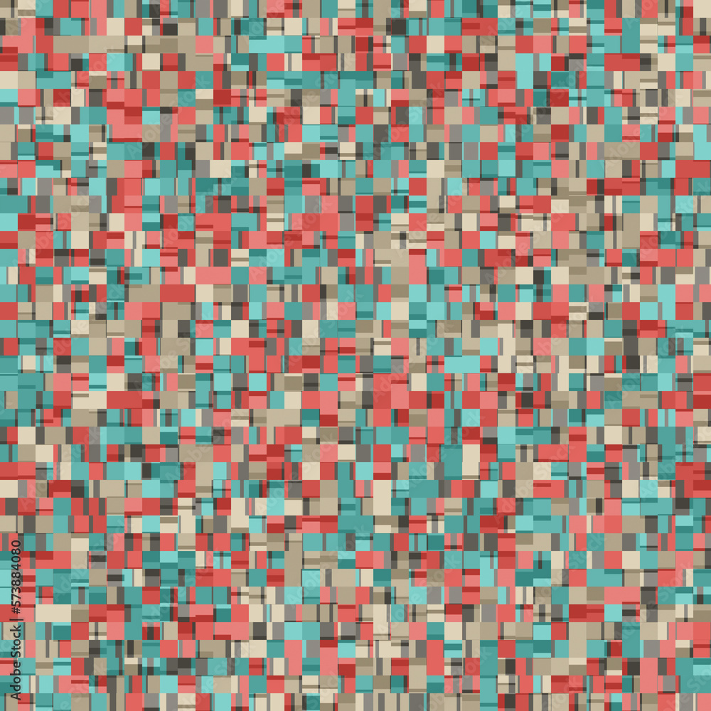 Multicolor Glitch Effect Textured Mosaic Pattern