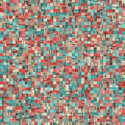 Multicolor Glitch Effect Textured Mosaic Pattern