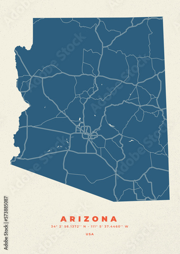 Arizona map vector poster and flyer