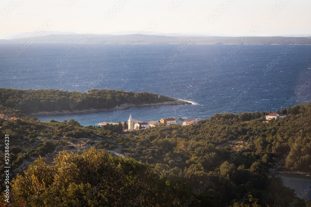 Amazing sea view of Kvarner bay and Lošinj archipelago of Croatia islands
