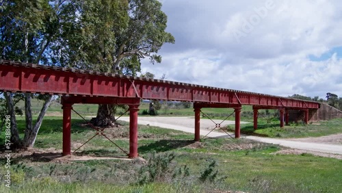 Flinders Rangers Orroroo Abandoned Red Rail Bridge Windy 005 photo