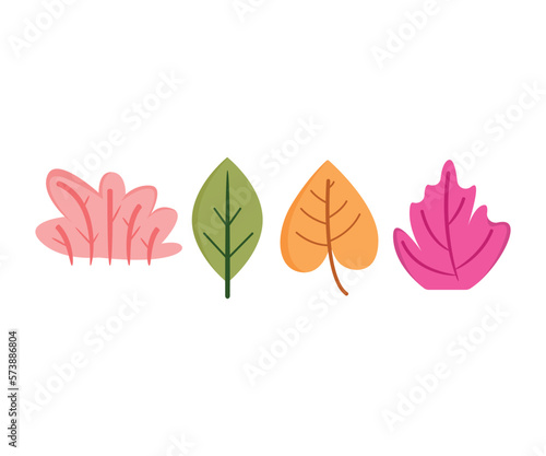leaf and shrub icons set vector illustration