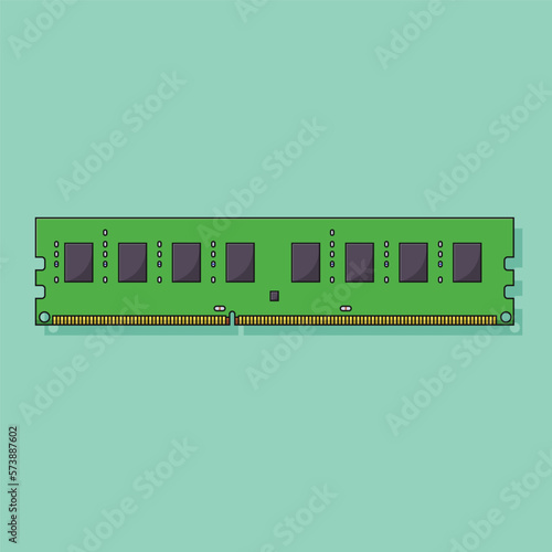 RAM Memory Vector Icon Illustration with Outline for Design Element, Clip Art, Web, Landing page, Sticker, Banner. Flat Cartoon Style