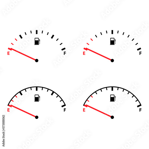 Set of Fuel car indicator icon, gauge petrol automobile meter symbol, control sign vector illustration