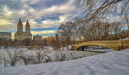 Bow bridge, early mornig after snow photo