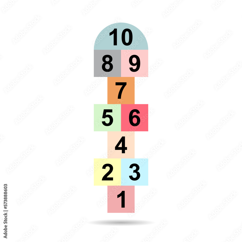 Hopscotch outdoor shadow icon, fun play jump active game kid, street vector illustration Hopscotch outdoor shadow icon, fun play jump active game kid, street vector illustration