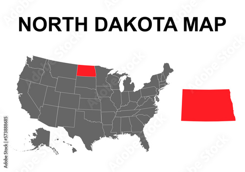 North Dakota map shape, united states of america. Flat concept icon symbol vector illustration photo