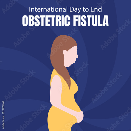illustration vector graphic of a young mother holding her stomach, perfect for international day, day to end obstetric fistula, celebrate, greeting card, etc.