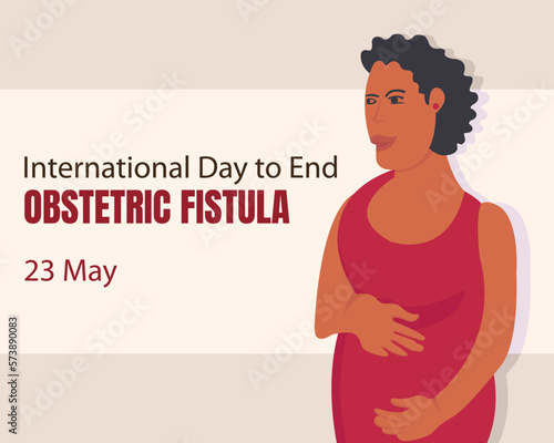 illustration vector graphic of black woman holding her belly, perfect for international day, day to end obstretic fistula, celebrate, greeting card, etc.