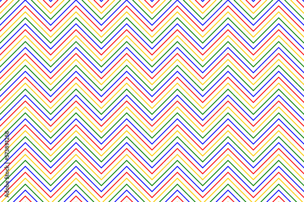 Colorful zigzag chevron lines fabric pattern on white background vector. Saw tooth or wave stripes pattern. Wall and floor ceramic tiles pattern. Colorful zigzag chevron lines fabric pattern on white background vector. Saw tooth or wave stripes pattern. Wall and floor ceramic tiles pattern.