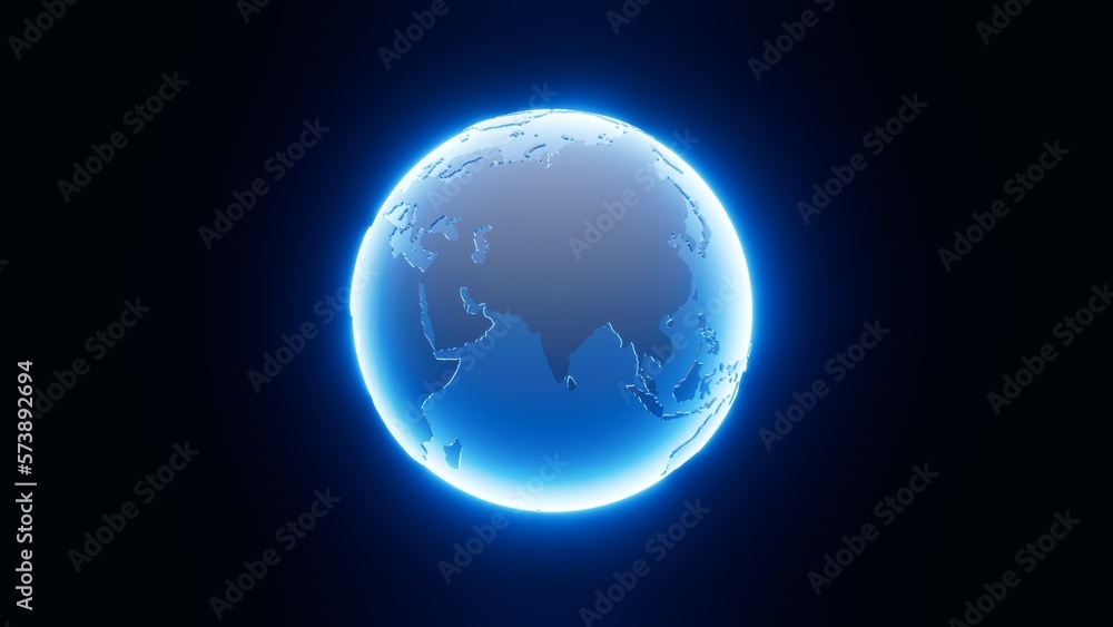 Earth model glowing in blue Earth model glowing in blue