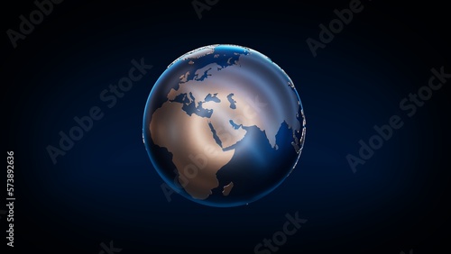 Earth model glowing in blue