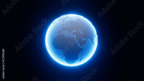 Earth model glowing in blue