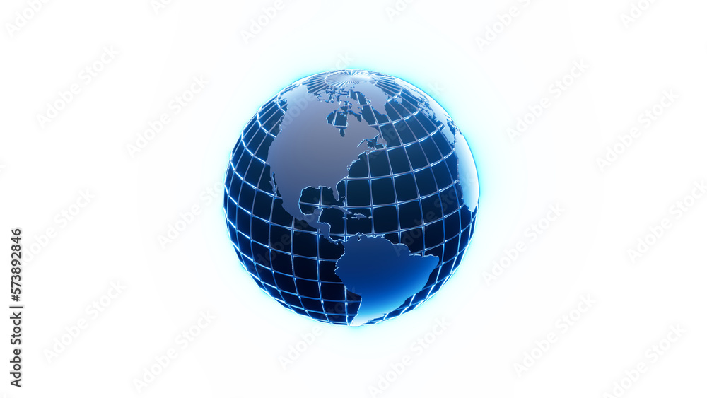 Earth model glowing in blue Earth model glowing in blue