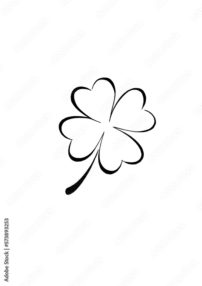 Four leaf clover for good luck. Happy St. Patrick's Day. beautiful freehand clover illustration Four leaf clover for good luck. Happy St. Patrick's Day. beautiful freehand clover illustration