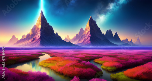 AI Digital Illustration Cosmic Skies Landscape