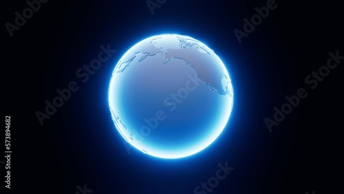 Rotating and glowing in blue earth model
