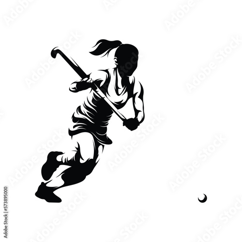 Woman Field Hockey Silhouette Vector Illustration