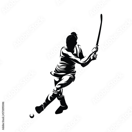 Woman Field Hockey Silhouette Vector Illustration