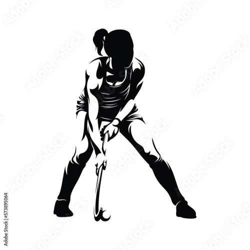 Woman Field Hockey Silhouette Vector Illustration