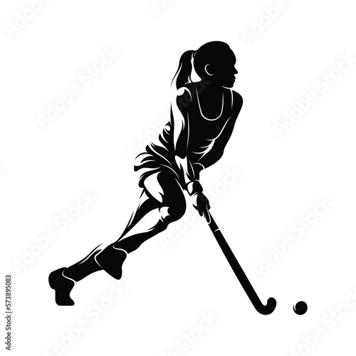 Woman Field Hockey Silhouette Vector Illustration