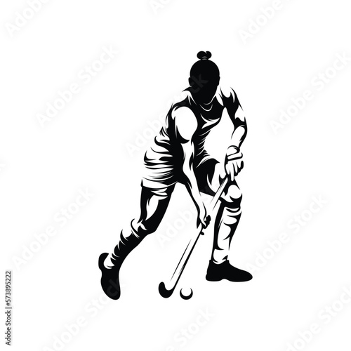 Woman Field Hockey Silhouette Vector Illustration