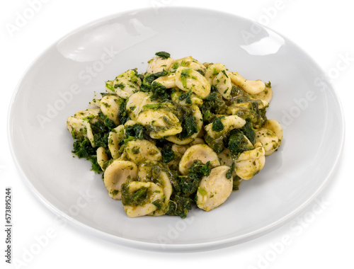 Foto Orecchiette pasta with turnip tops, typical Italian recipe from Puglia region in