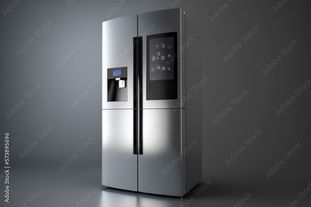 Smart fridge in a isolated background, generative ai Smart fridge in a isolated background, generative ai