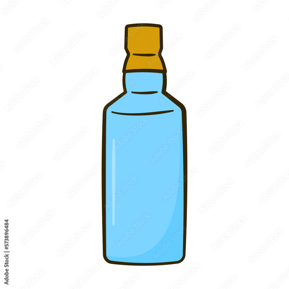 Blue bottle. Cartoon. Vector illustration. Isolated on white background	
